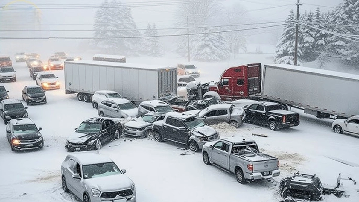 تصادف زنجیره‌ای بیش از ۵۰ خودرو در کانادا