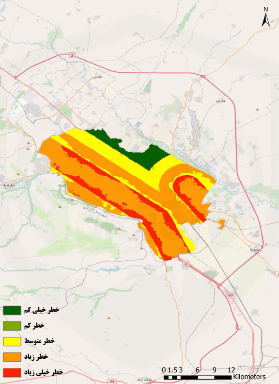 ۴. تشریح فرایند تحلیل‌های GIS تا تولید نقشه خطرپذیری